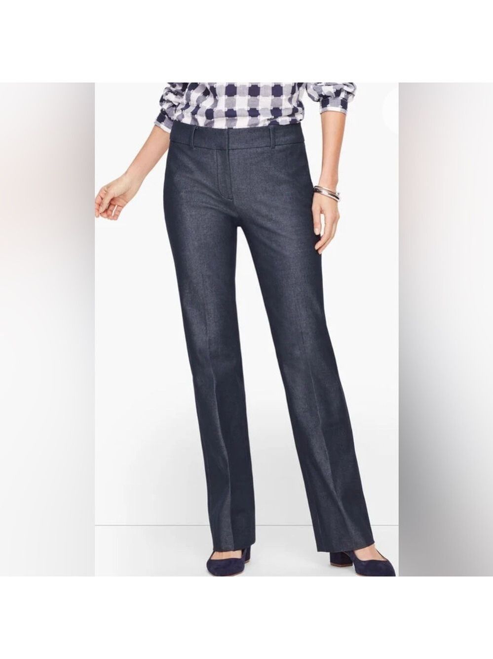 TALBOTS Newport Pant Trouser Leg Full Length Polished Denim Business Travel Chic